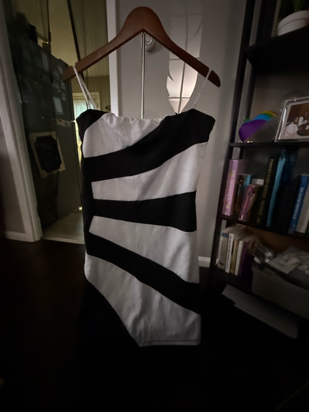 Striped Black and White Spaghetti Strap Mini Dress